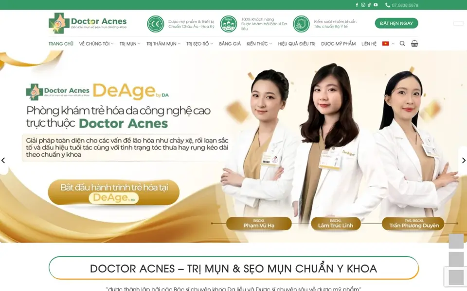 Doctor Acnes website homepage